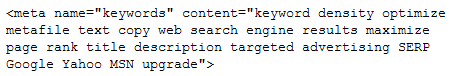 How meta tags appear in page code